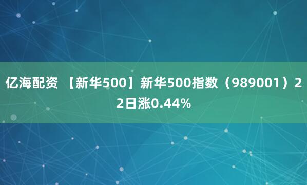 亿海配资 【新华500】新华500指数（989001）22日涨0.44%