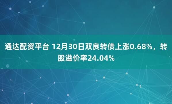 通达配资平台 12月30日双良转债上涨0.68%，转股溢价率24.04%