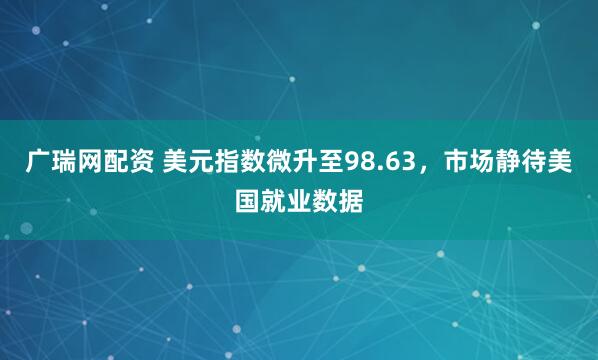 广瑞网配资 美元指数微升至98.63，市场静待美国就业数据